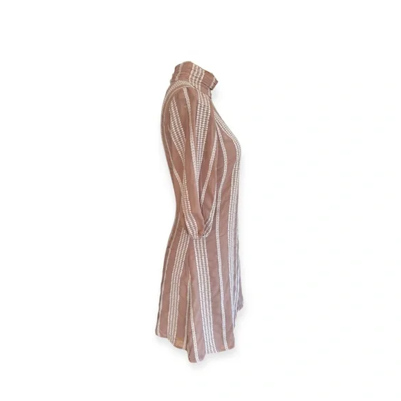 House of Harlow 1960 Striped Mini Dress in Tan and White - Picture 3 of 12